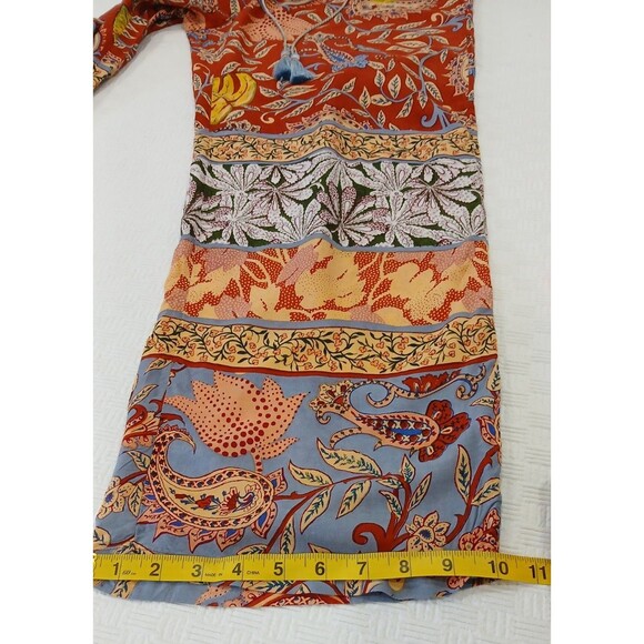 Anthropologie Sonrisa Paisley Floral Red Flowy Wide Leg Beach Pants size medium - Picture 8 of 10